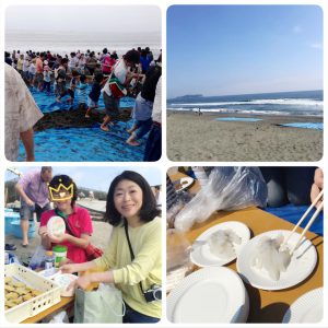「しっかり引かないと、網あがんないよ! ほら、そこ、さぽってちゃだめ、大人はしっかり引っ張る!」と漁師さんにはっぱかけてもらいながら、大人も子供も、浜を何往復もしました。わたしも、楽しかったー。天ぷらは、魚があがらなかった分、少な目でした。それもご愛嬌と、みなさま、たのしかったと言っていただけ、感謝です。
